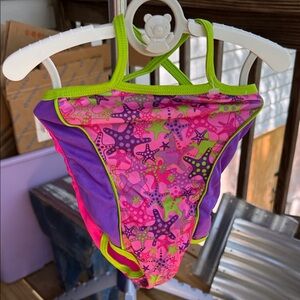 Swim School Infant girl Starfish Print 1 pie Swimsuit - Pink & Purple 12-18 mo.